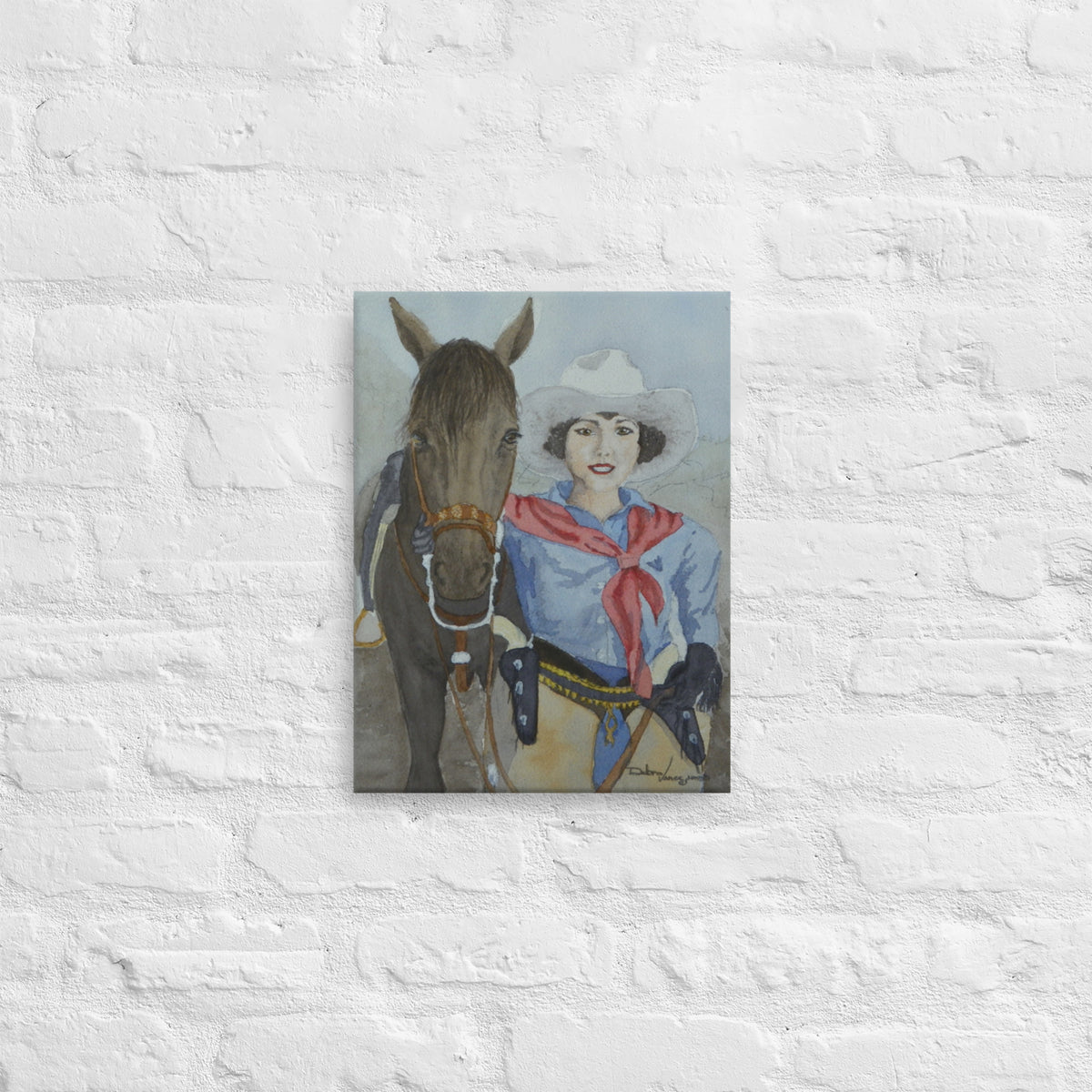 Silver Screen Cowgirl - 16 x 12 Canvas Print